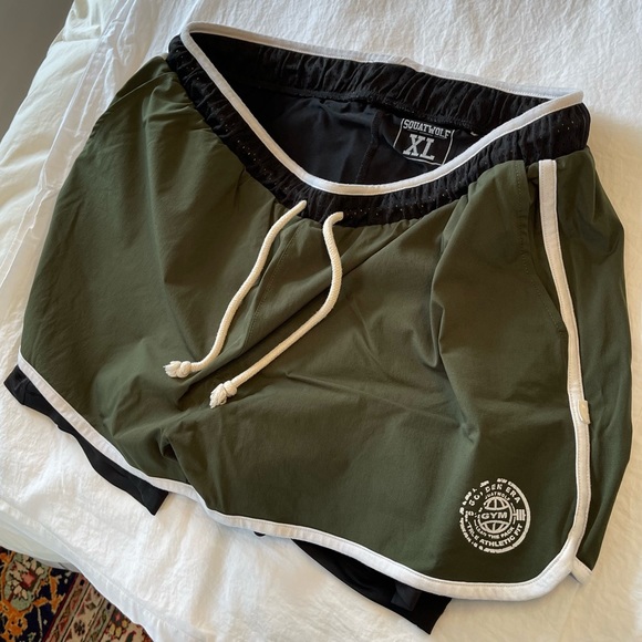 Brand: Squat Wolf - Sz XL - Colour: Olive - Workout Gym Short - Built in Tights - Picture 3 of 5